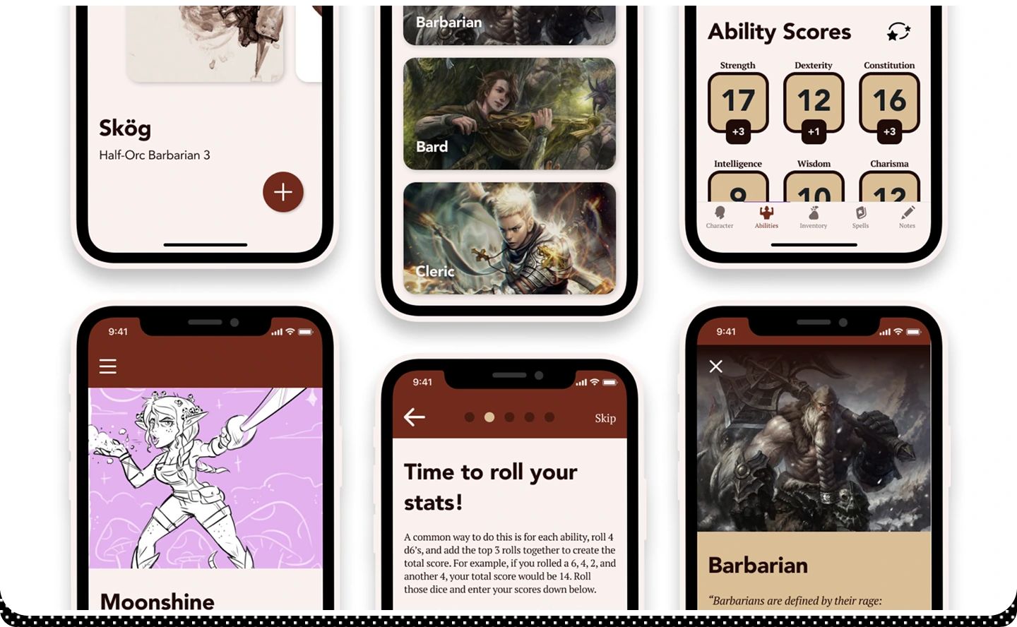 Mobile screens of Adventurer's Assistant