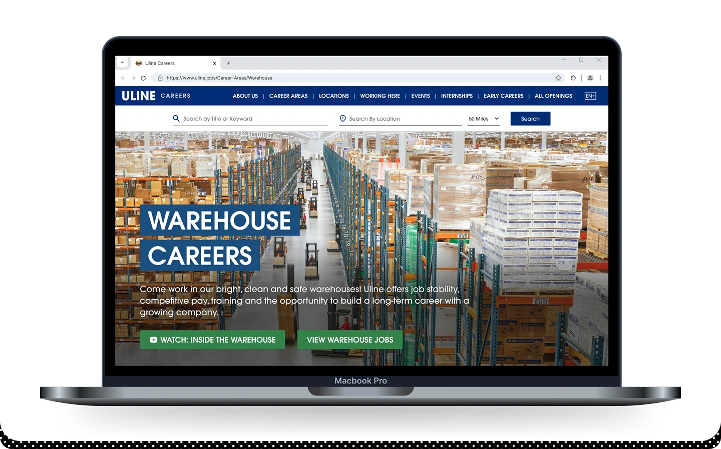Updated version of the warehouse hiring page