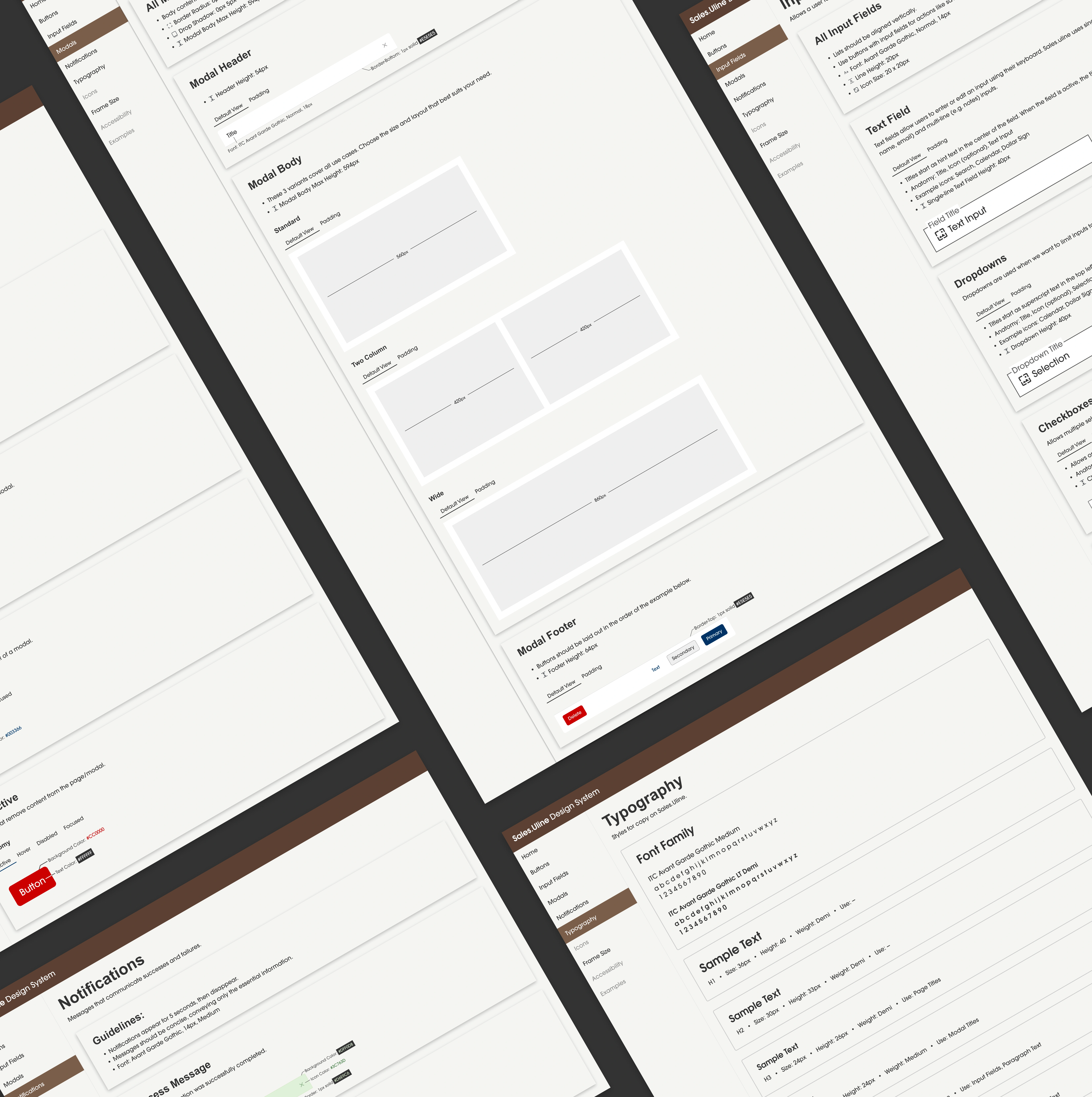 Display of multiple finished design system pages